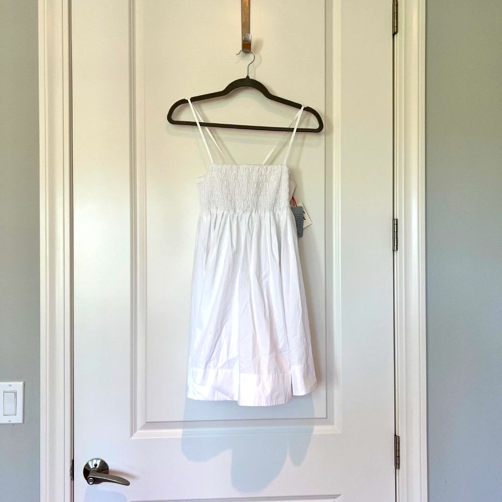 Open Edit Nordstrom White Mini Dress with Smocked Top Like New